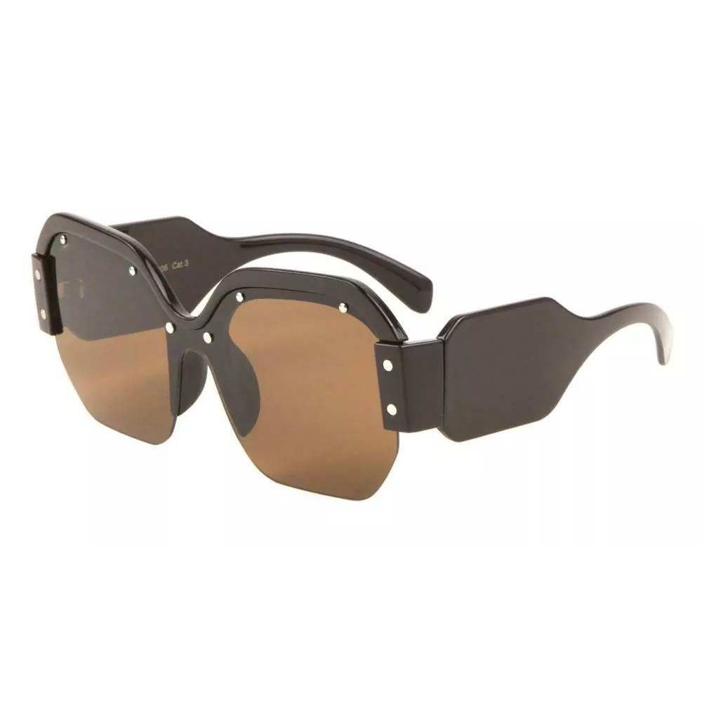 Oversized Sunglasses Fashion Rimless Studded Accents Designer Shades‎
